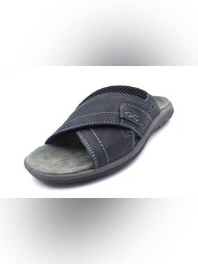 Men's Black Cross-Strap Slide Sandals - Casual Comfort